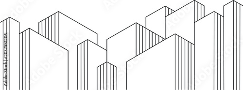 Bild auf Leinwand Simple line art drawing of a modern city skyline