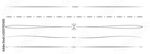 Design elements set: vintage dividing lines for text, website, black, PNG available, vector.
