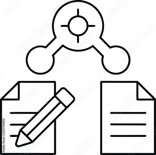 causal inference line art vector illustration on transparent background