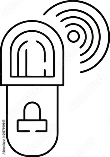 biometric login line art vector illustration on transparent background