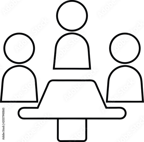 avatars meeting line art vector illustration on transparent background
