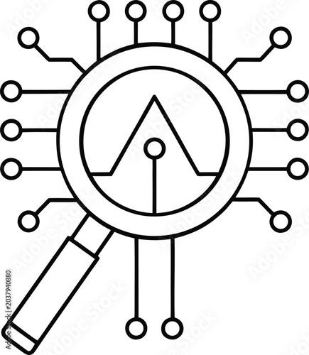 ai audit line art vector illustration on transparent background