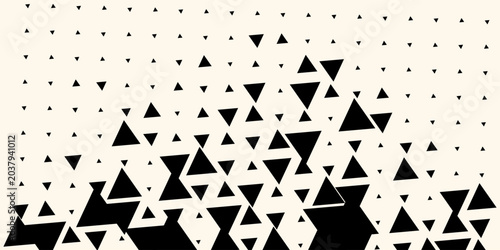 Triangle Shapes Vector Abstract Geometric Technology Background. Radial Composition Halftone Frame Triangular Retro Simple Pattern. Minimal Style Dynamic Tech Wallpaper