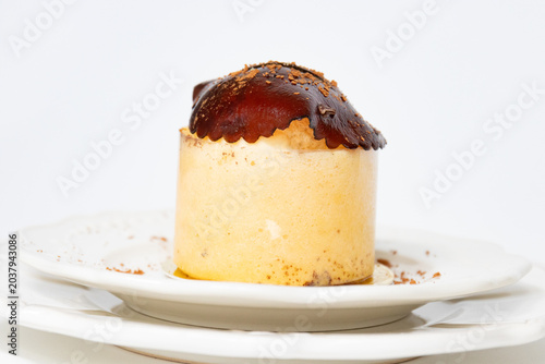 Elegant Tiramisu Cake on Porcelain Plate
