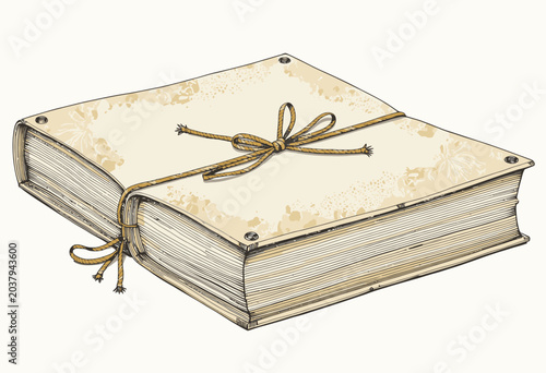 Vintage book tied with elegant ribbon.