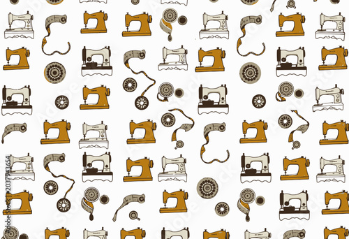 Vintage sewing machine pattern with gears.