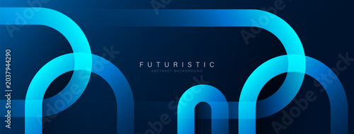 Dark blue abstract background with glowing geometric shapes. Futuristic graphic design. Technology concept. Suit for banner, poster, brochure, cover, flyer, website