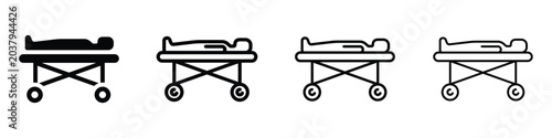 Medical stretcher with a body icon for emergency transport and healthcare services
