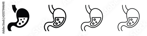 Bild auf Leinwand Digestive system anatomy icon showing stomach with food and liquid contents