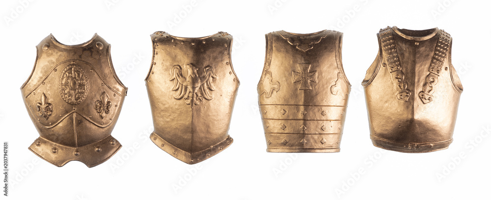 Obraz premium golden knight armor on a white isolated background 