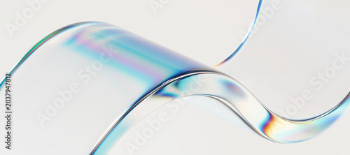 Abstract 3D Render Minimalist Crystal Glass Wavy Close Up Macro Background 