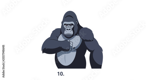 Foto Strong Gorilla King Pounding Chest, Powerful Ape Icon