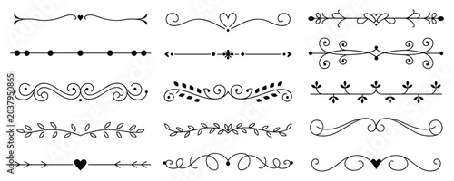 Obraz na płótnie Decorative Ornaments and Dividers: A collection of elegant ornamental lines, dividers, and flourishes