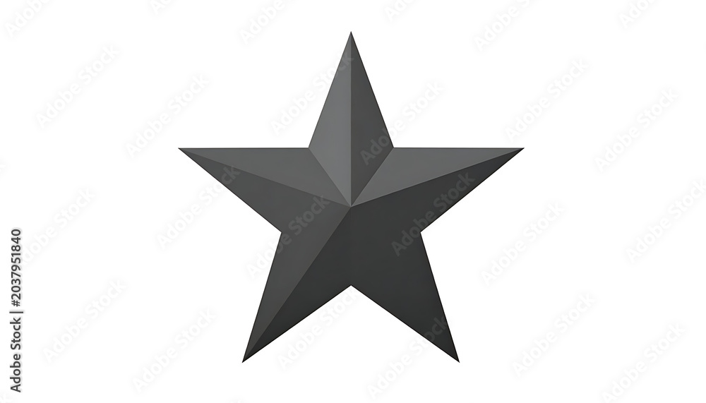 Obraz premium Isolated grey metallic five-pointed star shape, metallic gradient, 3d render, simple geometric element