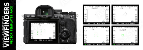 Foto Modern mirorless digital photo camera focusing screen pack isolated on white