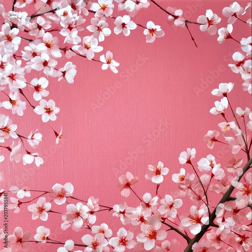 Beautiful Arrangement of Pink Flowers on a Light Background in Spring Setting