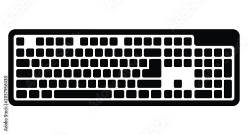 Tableau sur toile Computer keyboard silhouette against a white background