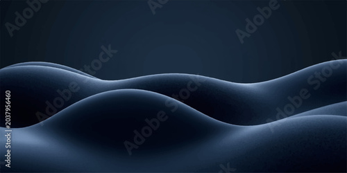 Obraz na płótnie Atmospheric midnight blue background with smooth, velvety rolling hills under a dark ambient sky