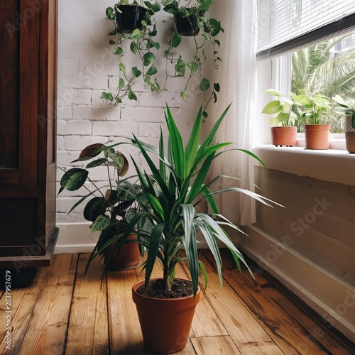 Indoor Plants in a Cozy Room With Natural Light and Wooden Flooring