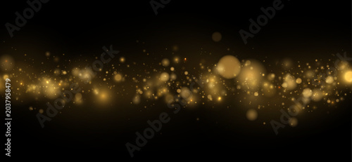 Golden dust sparkles softly on black background creating elegant contrast. Ideal for branding and festive overlays. Adds premium glowing texture effect.