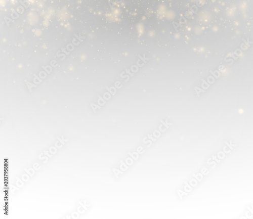 Golden glitter dust particles and confetti float on transparent background creating luxury celebration texture for design projects PNG