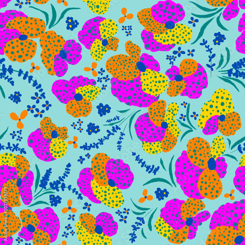 Slika na platnu Vibrant blooms in bold hues dominate the scene