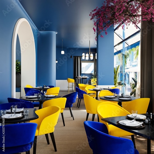 Bright Colored Chairs and Modern Design in a Restaurant During Daytime