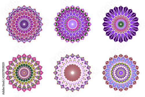 Konstfotografi Colorful ornate geometrical triangle tile mosaic mandala set - abstract round po