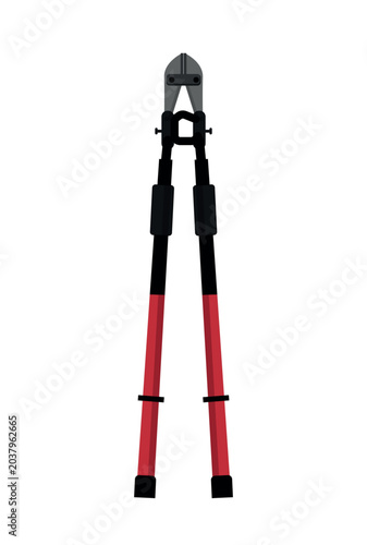 Photography Vector illustration of heavy duty red and black manual bolt cutters