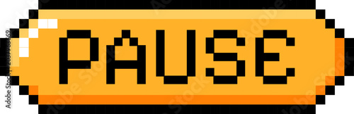 Pixel Art Video Game Icons Pause in 8bit Retro Style Game Asset Element