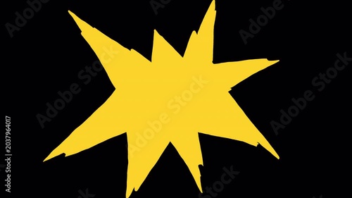 Pulsating yellow crack on a black background. Stock video with dynamic star animation in 4K.