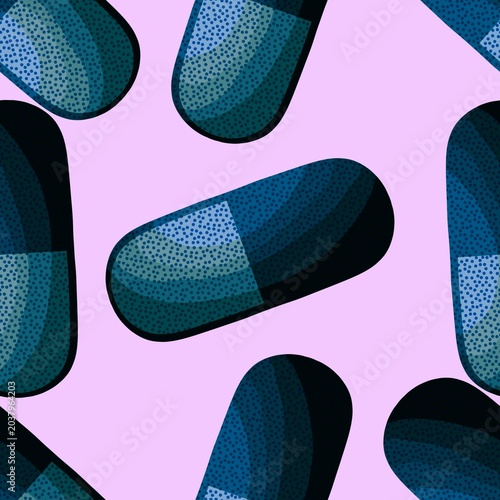 Medicine seamless pills pattern for wrapping paper and doctor clothes and packaging and medical accessories