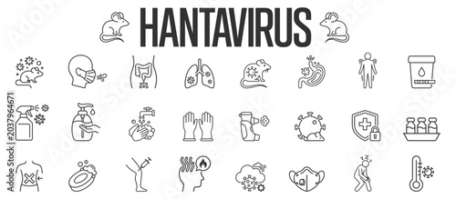 Fotografía hantavirus virus infection symptoms prevention treatment and health risk icons s