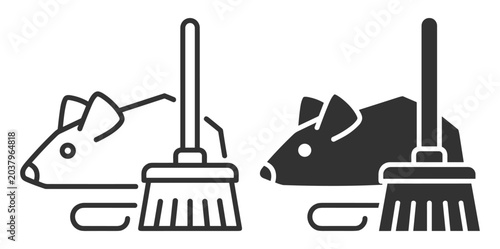Billede på lærred mouse icon with broom vector illustration for cleaning concept on transparent ba
