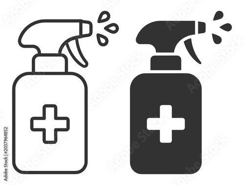 Foto disinfectant spray bottle with medical cross icon vector set on transparent back