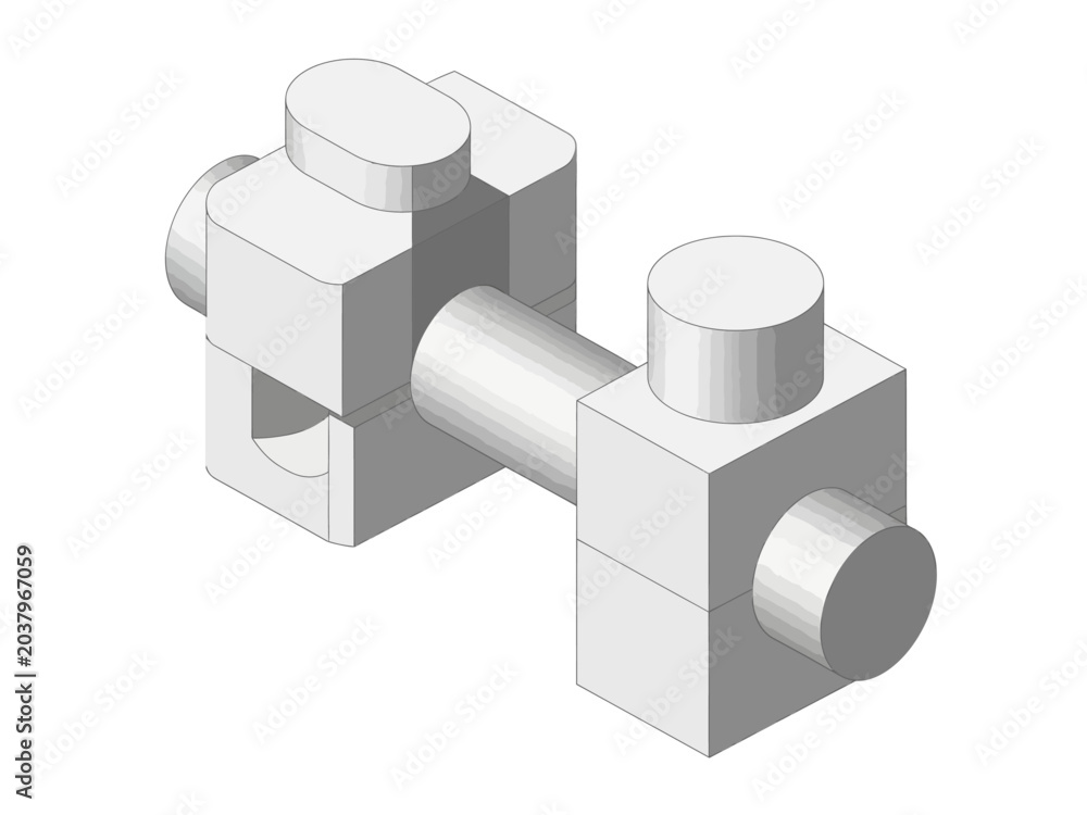 Naklejka premium 3D Rendered White Lego Brick Hinge Connector Piece.