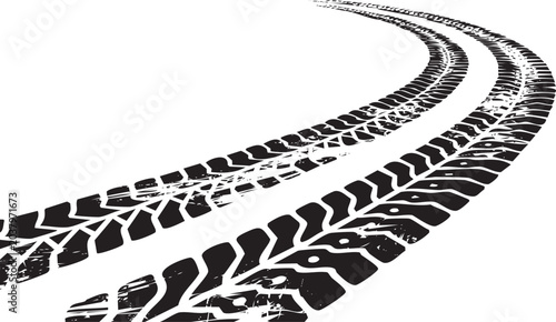 Auto tire tread seamless element. Car tire pattern, wheel tyre tread track. Tyre print. Vector illustration isolated on white background.
