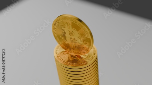 Fotografía crypto bitcoin digital gold money stacks