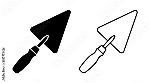 Photos Trowel Silhouette On White Background Black And White Line Art