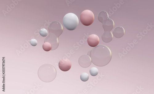 Slika na platnu Abstract product water drops on pink circulating atoms