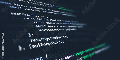 Vászonkép Close up of a computer screen displaying modern React JavaScript programming cod