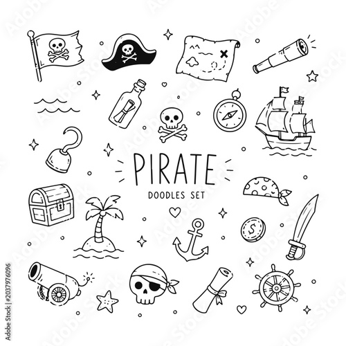 Fotografija Pirate doodles set