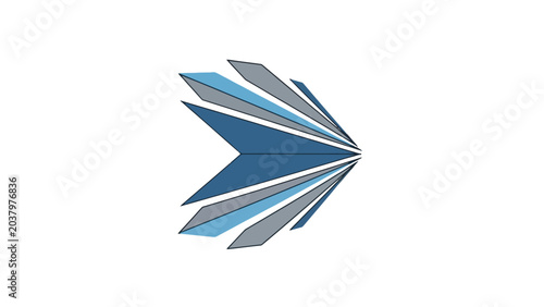 Bild auf Leinwand A stylized blue and gray abstract arrowhead design.