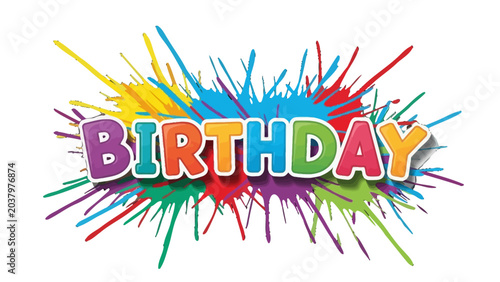 Фотография Colorful birthday celebration graphic design element.