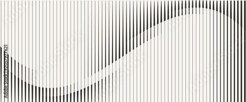Konstfotografi Vertical black lines on white background forming wave-like interference pattern