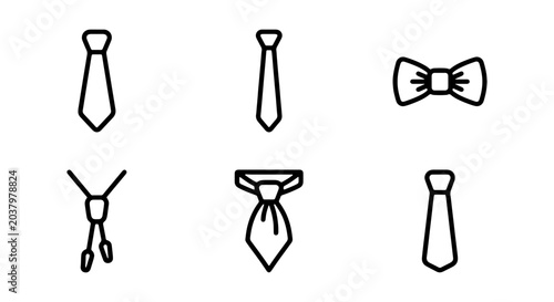Tableau sur toile Neckwear Icons: Tie, Bow Tie, and Cravat Styles, Vector Graphics for Fashion and