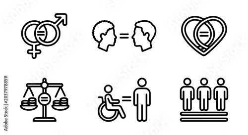 Obraz na płótnie Equality Icons: Gender, Love, Justice, Inclusion, Diversity, Human Rights