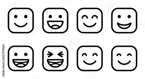 Schilderij op canvas Simple Smileys, Happy Faces, Emotion Icons, Vector Set