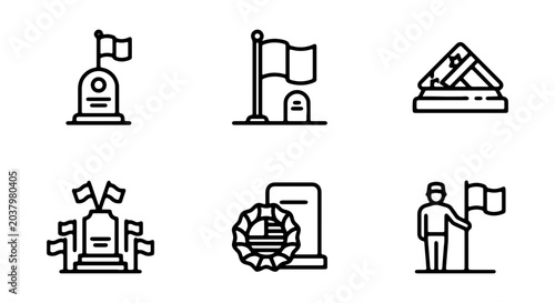 Canvastavla Memorial Icons, Gravestone Symbols, Flag Vector Set, Funeral & Remembrance Graph