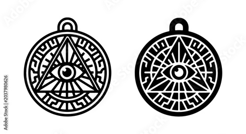 Cuadro en lienzo All-Seeing Eye Symbols, Mystical Triangle Amulets, Esoteric Conspiracy Icons, Bl